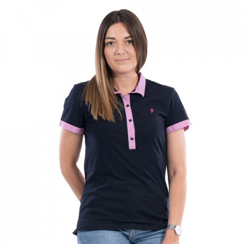 Ruckfield navy blue gingham short-sleeve polo shirt
