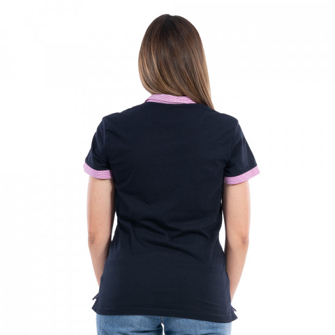 Ruckfield navy blue gingham short-sleeve polo shirt