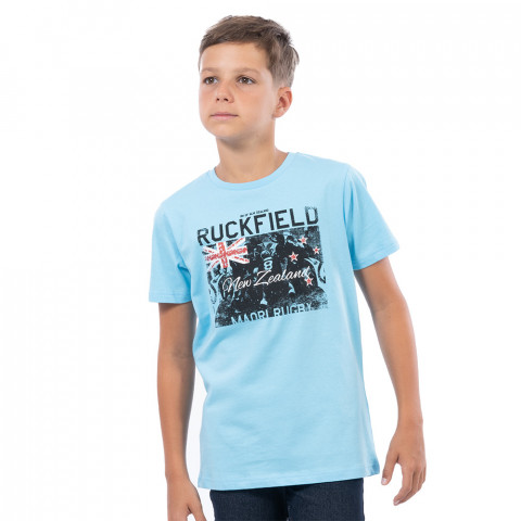 Turquoise blue Ruckfield children's short-sleeved Maori T-shirt