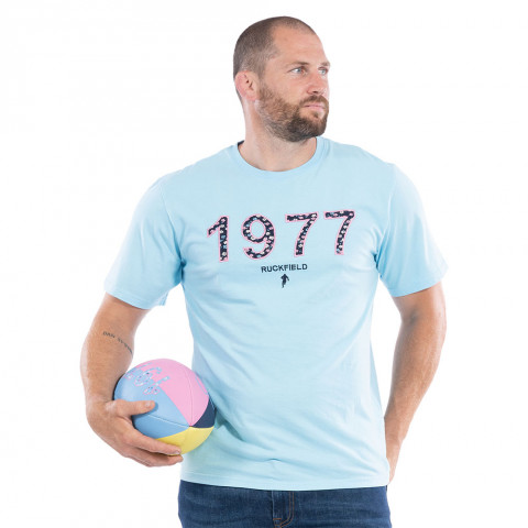 Ruckfield short-sleeved rugby club T-shirt turquoise blue