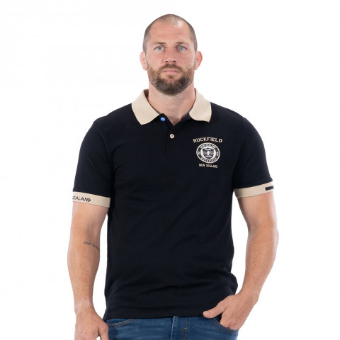 Ruckfield short-sleeved Maori rugby polo shirt black