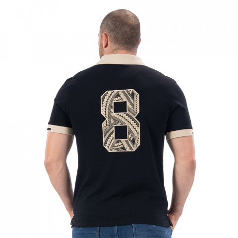 Ruckfield short-sleeved Maori rugby polo shirt black