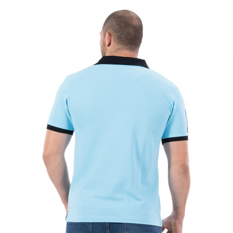Turquoise blue Ruckfield short-sleeved Maori rugby polo shirt