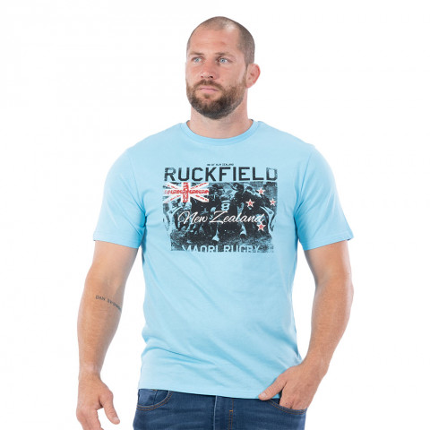 Ruckfield short-sleeved Maori T-shirt turquoise blue