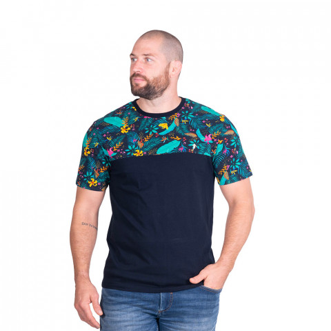 Ruckfield Tropical short-sleeve patterned T-shirt navy blue