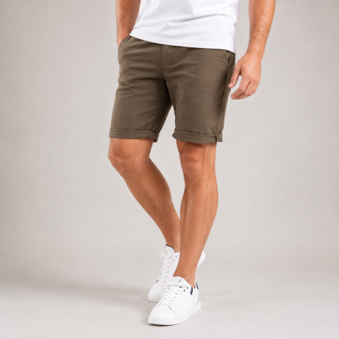 Ruckfield khaki linen Bermuda shorts