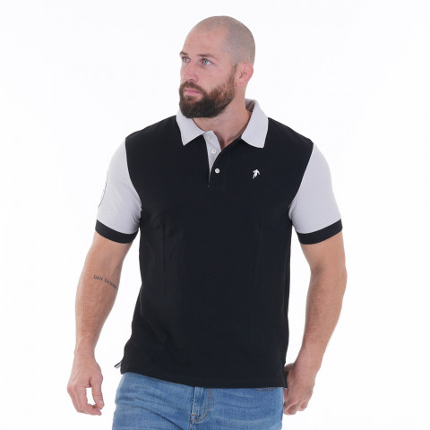 Polo N°8 Ruckfield two-tone black, short-sleeved