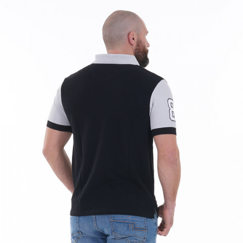 Polo N°8 Ruckfield two-tone black, short-sleeved