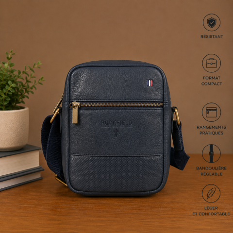 Sac besace Ruckfield bleu 16 x 21 cm
