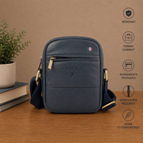 Besace Ruckfield bleu 14 x 18 cm