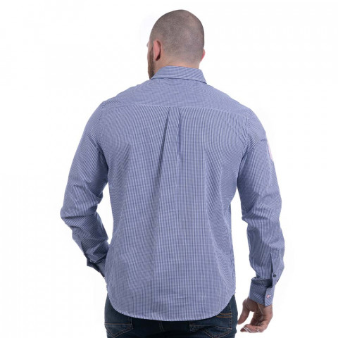 Ruckfield navy blue gingham long-sleeve shirt 