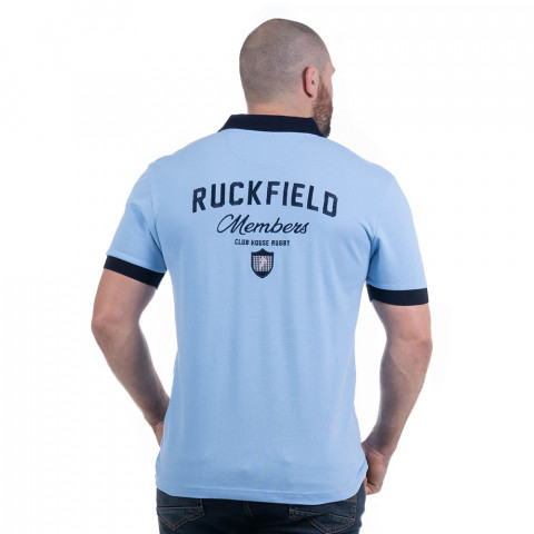 Ruckfield Members Club House Rugby short-sleeved sky blue polo shirt 