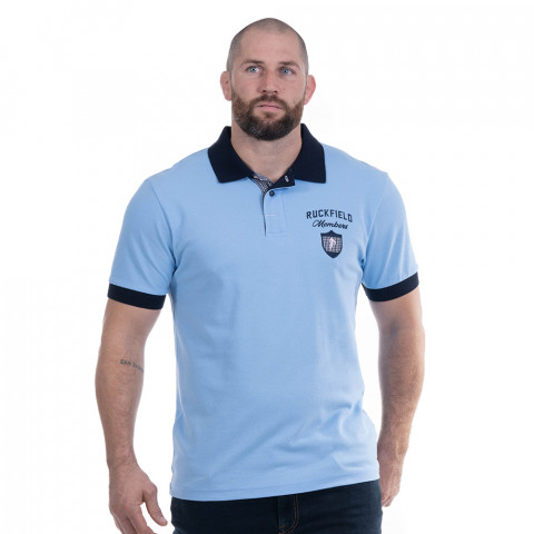 Ruckfield Members Club House Rugby short-sleeved sky blue polo shirt 