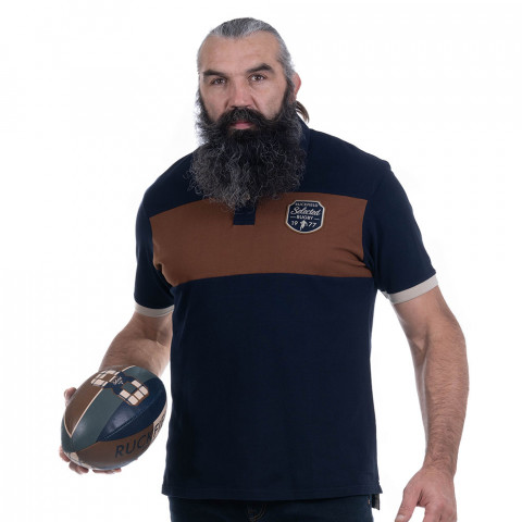 Short-sleeved navy blue polo shirt Ruckfield Selected Rugby