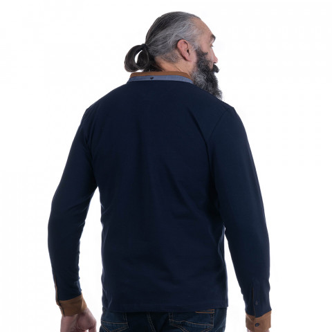 Long-sleeved navy polo shirt Ruckfield Rugby elegance