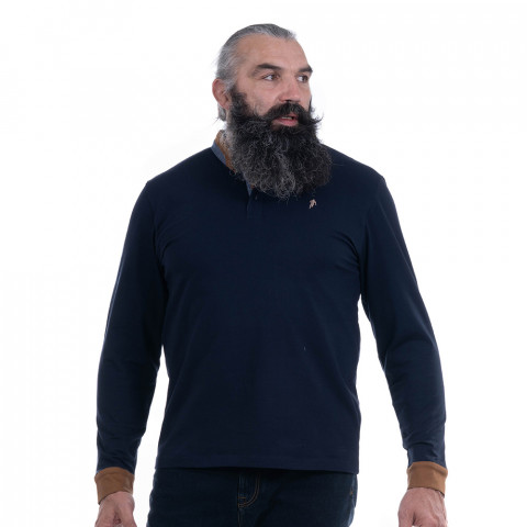 Long-sleeved navy polo shirt Ruckfield Rugby elegance