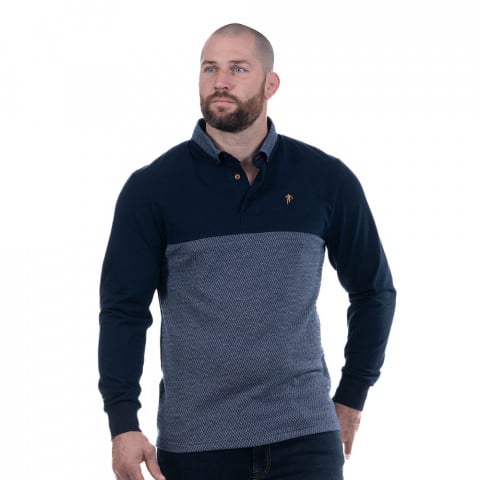 Ruckfield navy blue long-sleeved polo shirt 