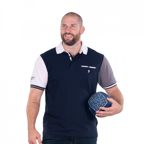 Short-sleeved navy blue polo shirt Ruckfield Rugby Club