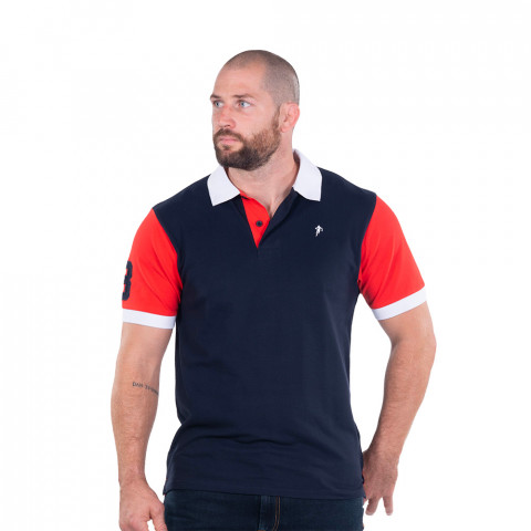 Ruckfield two-tone short-sleeve polo shirt navy/red