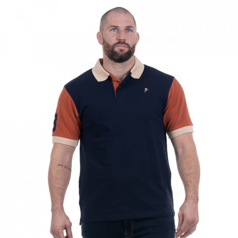 Ruckfield two-tone short-sleeve polo shirt navy/rust