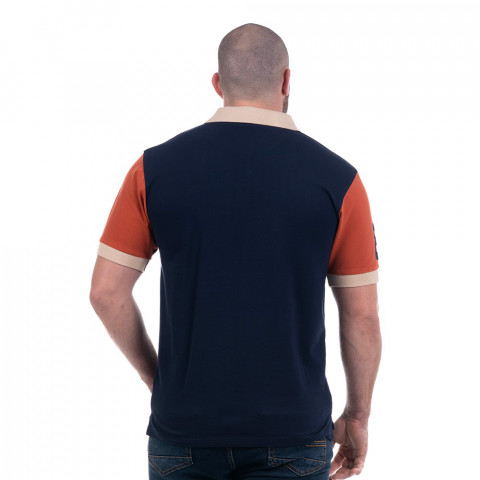 Ruckfield two-tone short-sleeve polo shirt navy/rust