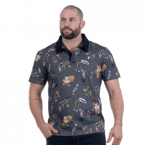 Ruckfield X Asterix short-sleeved polo shirt dark grey