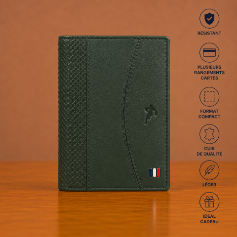 Ruckfield Green Leather Wallet, 10 x 13.5 cm