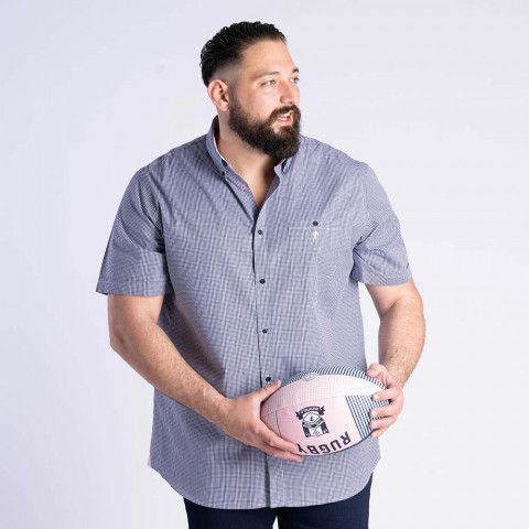 Ruckfield Members Rugby Club House short-sleeved navy blue gingham shirt 