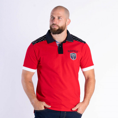 Red short-sleeved polo shirt Ruckfield French Rugby Club