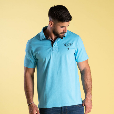 Light blue short-sleeved polo shirt Ruckfield Rugby Club 