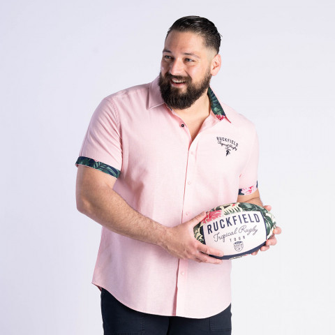 Pink Ruckfield tropical rugby shirt