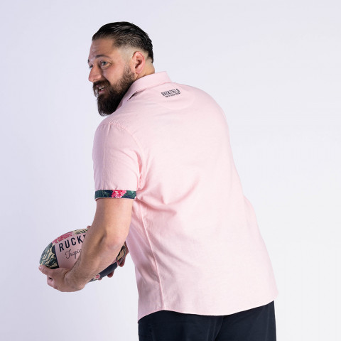 Pink Ruckfield tropical rugby shirt