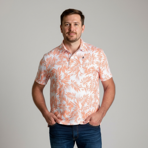 Flowers Ruckfield coral short-sleeved polo shirt