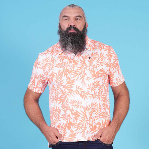 Flowers Ruckfield coral short-sleeved polo shirt