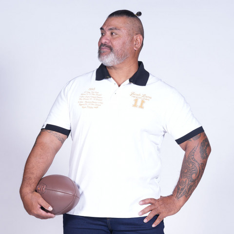 Jonah Lomu white short-sleeved polo shirt + free T-shirt