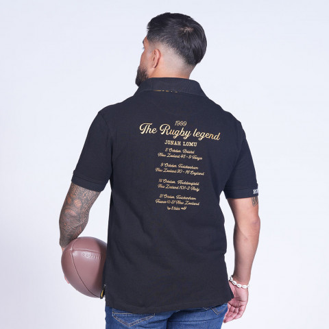 Jonah Lomu black short-sleeved polo shirt