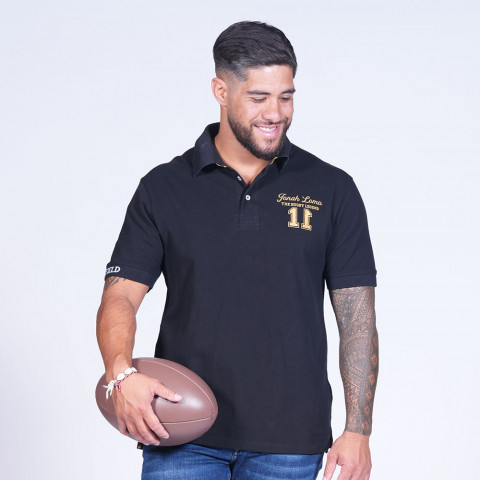 Jonah Lomu black short-sleeved polo shirt