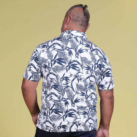Jonah Lomu short-sleeved printed polo shirt white printed navy blue