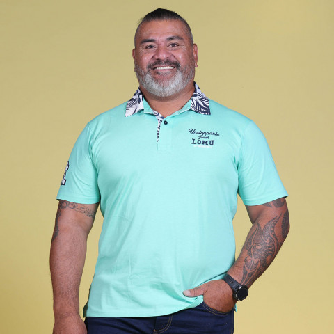 Jonah Lomu water green short-sleeved polo shirt