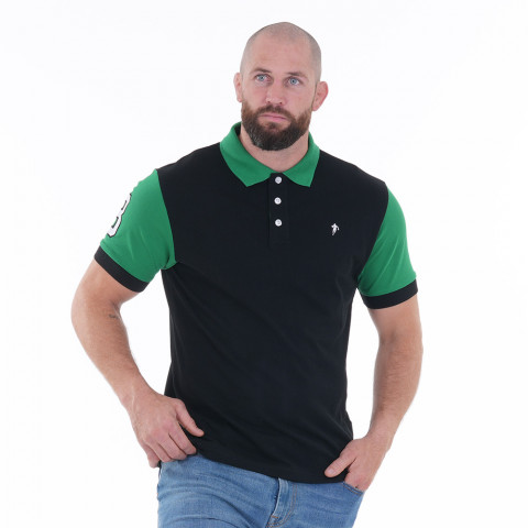 N°8 Ruckfield two-tone green and black short-sleeved polo shirt
