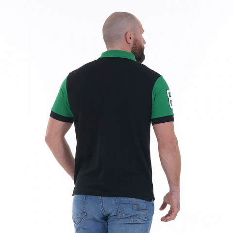 N°8 Ruckfield two-tone green and black short-sleeved polo shirt