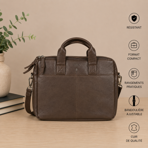 Ruckfield brown leather briefcase