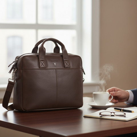 Ruckfield brown leather briefcase