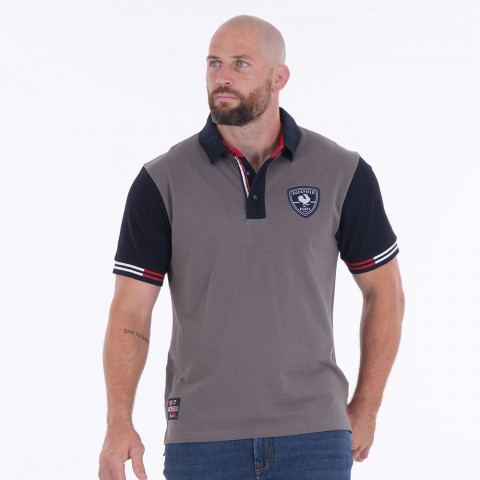 Dark grey polo shirt French Rugby Club Ruckfield