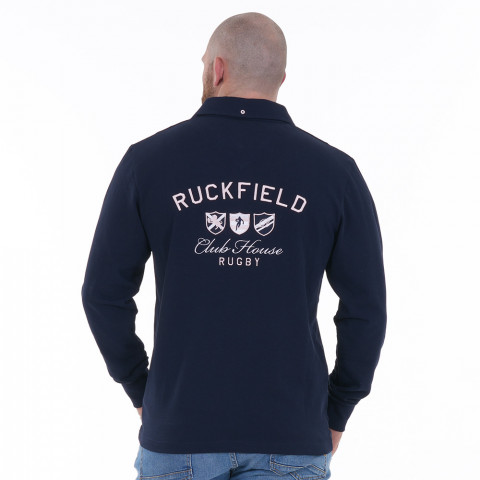 Ruckfield navy blue long-sleeved polo shirt Members Club House Rugby