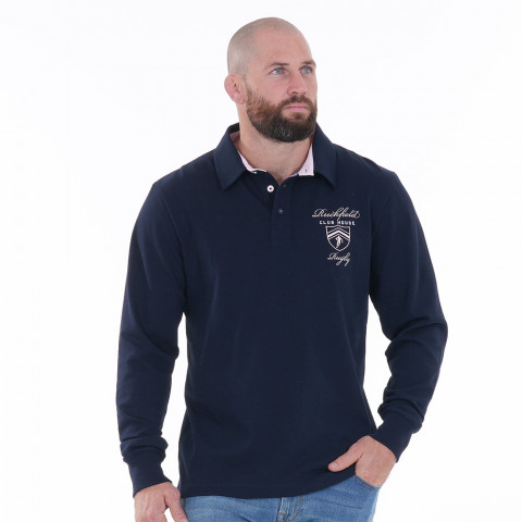 Ruckfield navy blue long-sleeved polo shirt Members Club House Rugby
