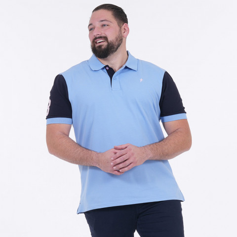 Ruckfield two-tone short-sleeved polo shirt sky blue/navy blue