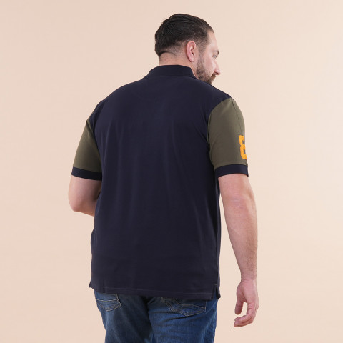 Ruckfield two-tone short-sleeved polo shirt navy blue/khaki