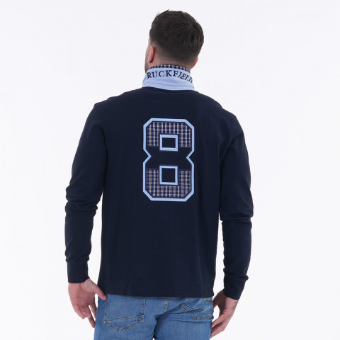 Long-sleeved polo shirt Ruckfield Selected Rugby navy blue