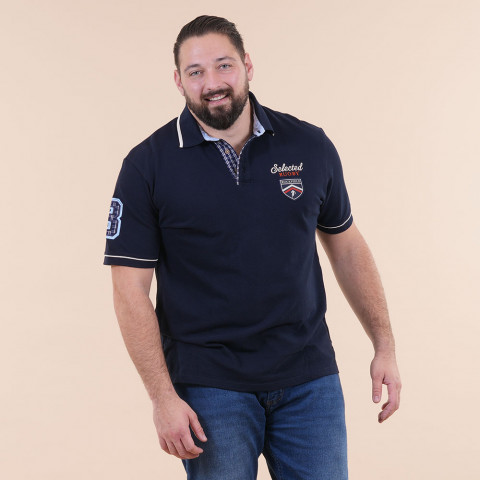 Short-sleeved polo shirt Ruckfield Selected Rugby navy blue